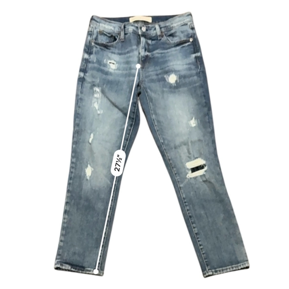 Gap Women’s Best Girlfriend Dark Wash Faded Distressed Denim Jeans Size 25R - Picture 7 of 8